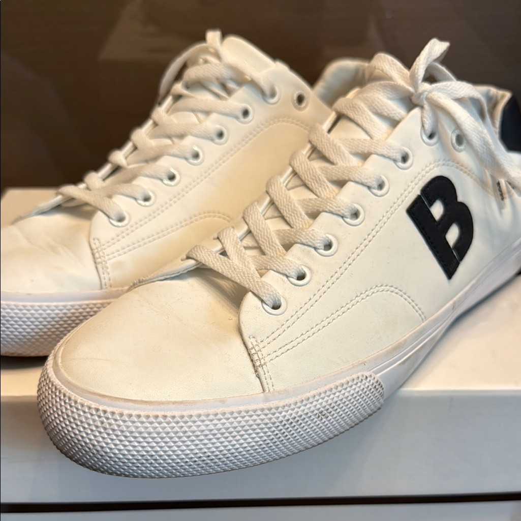 Boss Men's White Sneakers With Black Accent